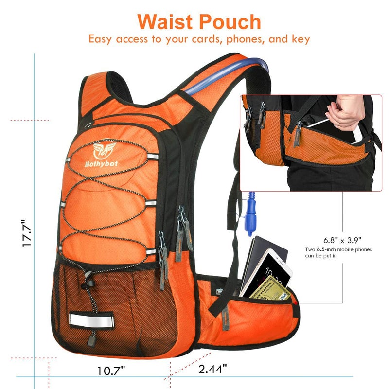 Mothybot Hydration Pack, Insulated Hydration Backpack with 2L BPA Free Water Bladder and Storage, Hiking Backpack for Men, Women, Kids for Running, Cycling, Camping - Keep Liquid Cool up to 5 Hours - Image 2